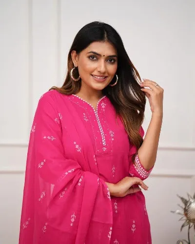 Pink Cotton Ethnic Summer Special Salwar Suit Set