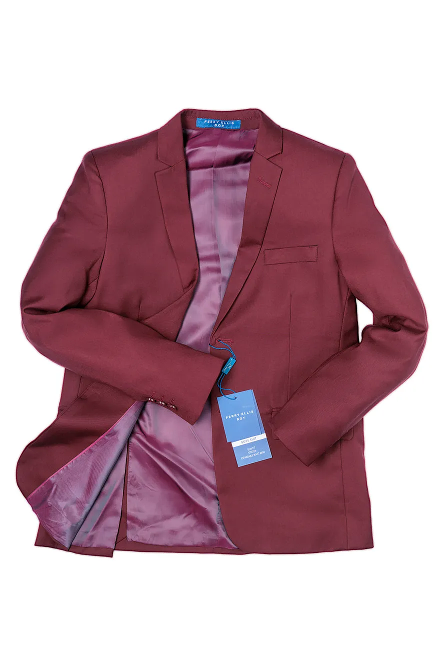 "Noah" Perry Ellis Kids Burgundy Suit (5-Piece Set)