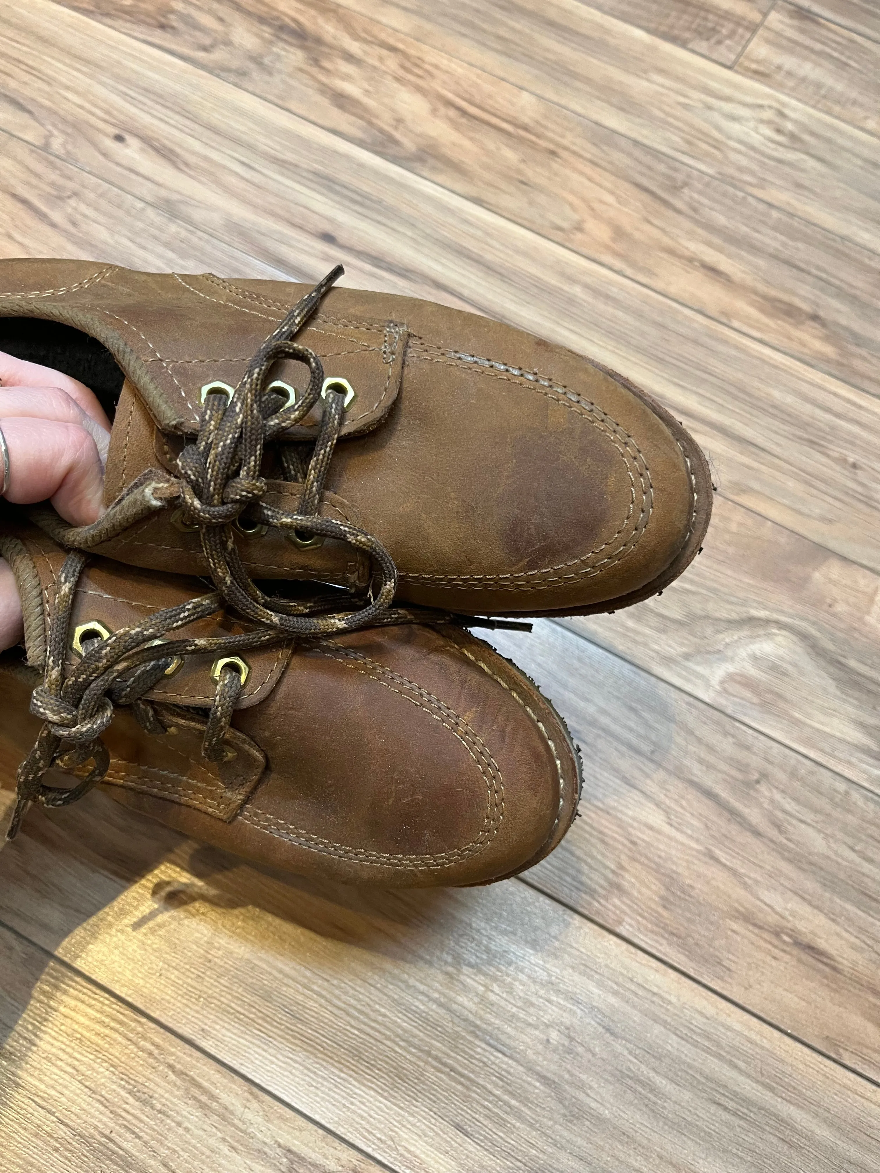Vintage Prospector 1980’s Deadstock Moc Toe Brown Leather Shoes, Made in Canada, Womens US 9